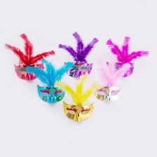 Plastic Half Face Mask with Luxury Pearl Feather